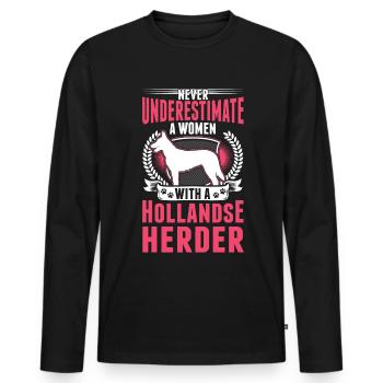 Hollandse Herder Woman Dutch Shepherd - Men's Premium Organic Long Sleeve Shirt - black - Front - Nico (187cm)