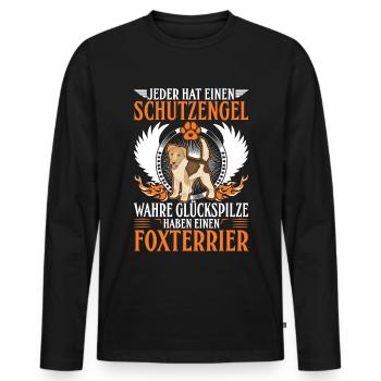Foxterrier Schutzengel Foxterrier Drahthaar - Männer Premium Bio Langarmshirt - Schwarz - Vorne - Nico (187cm)