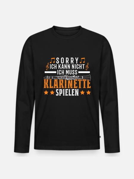 Klarinette Klarinettist - Männer Premium Bio Langarmshirt - Schwarz