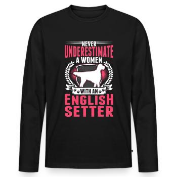 Setter anglais Mme Setter anglais - T-shirt manches longues Premium bio Homme - noir - Devant - Nico (187cm)