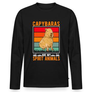 Les capybaras sont mes animaux spirituels capybara - T-shirt manches longues Premium bio Homme - noir - Devant - Nico (187cm)