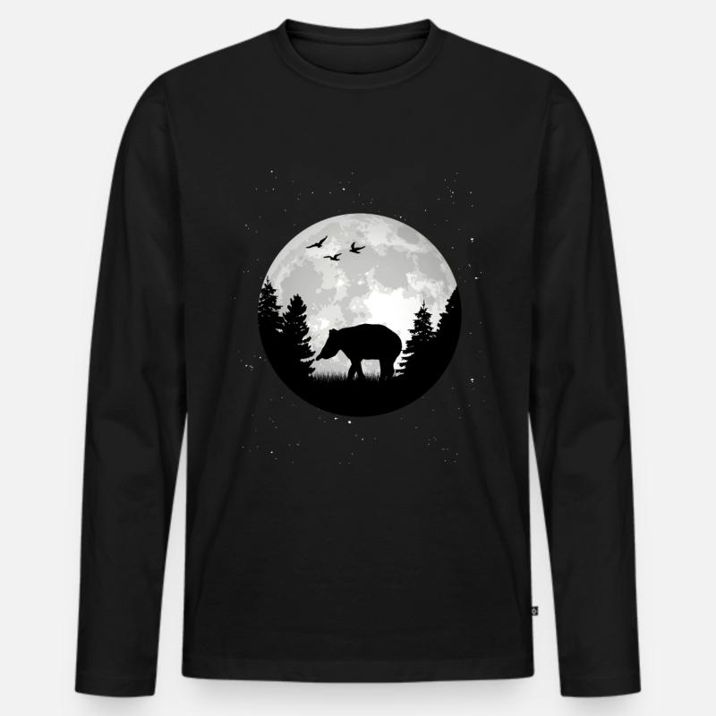 Tapir Mond - Männer Premium Bio Langarmshirt - Schwarz