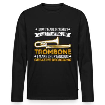 Trombone Trombone Trombone Joueur Tromboniste - T-shirt manches longues Premium bio Homme - noir - Devant - Nico (187cm)