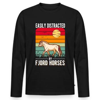 Facilement distrait par Fjord Horses Fjord Horse - T-shirt manches longues Premium bio Homme - noir - Devant - Nico (187cm)