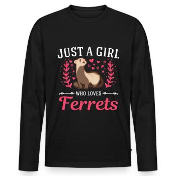 Just a girl who loves Ferrets Frettchen - Men's Premium Organic Long Sleeve Shirt - black - Front - Nico (187cm)