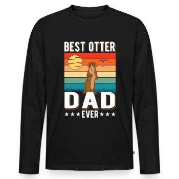 Meilleur papa loutre de tous les temps Loutre de mer - T-shirt manches longues Premium bio Homme - noir - Devant - Nico (187cm)