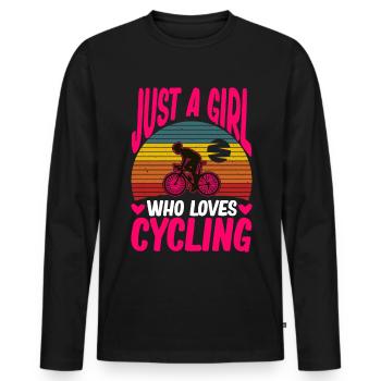 Juste une fille qui aime faire du vélo fille - T-shirt manches longues Premium bio Homme - noir - Devant - Nico (187cm)