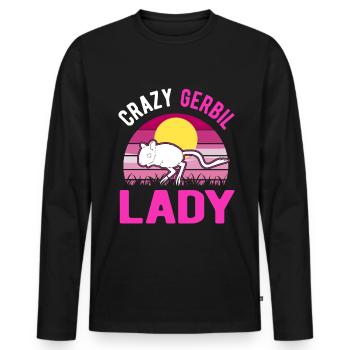 Crazy Gerbil lady racing rat gerbille - T-shirt manches longues Premium bio Homme - noir - Devant - Nico (187cm)