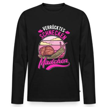 Verrücktes Schnecken Mädchen - Männer Premium Bio Langarmshirt - Schwarz - Vorne - Nico (187cm)