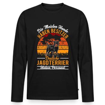 Deutscher Jagdterrier Personal - Männer Premium Bio Langarmshirt - Schwarz - Vorne - Nico (187cm)