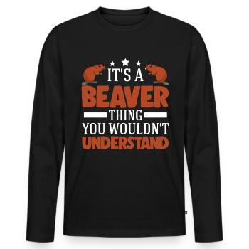 C’est un truc de castor Biber - T-shirt manches longues Premium bio Homme - noir - Devant - Nico (187cm)