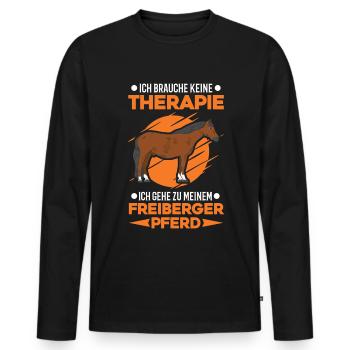 Freiberger Pferd Therapie - Männer Premium Bio Langarmshirt - Schwarz - Vorne - Nico (187cm)