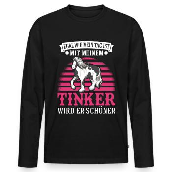 Irish Tinker Pferd Tinkerpferd - Männer Premium Bio Langarmshirt - Schwarz - Vorne - Nico (187cm)