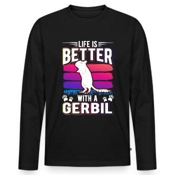 La vie est meilleure avec une gerbille de rat de course Gerbil - T-shirt manches longues Premium bio Homme - noir - Devant - Nico (187cm)