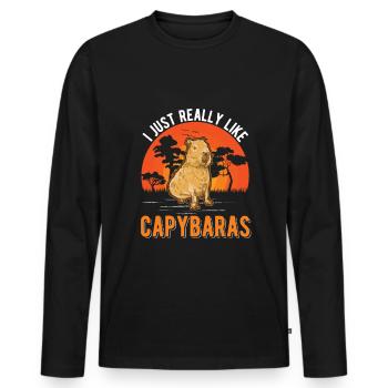 I just really like Capybaras - Männer Premium Bio Langarmshirt - Schwarz - Vorne - Nico (187cm)