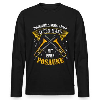Posaune Alter Mann Posaunist - Männer Premium Bio Langarmshirt - Schwarz - Vorne - Nico (187cm)