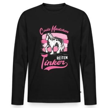 Coole Mädchen reiten Tinker Irish Tinker - Männer Premium Bio Langarmshirt - Schwarz - Vorne - Nico (187cm)