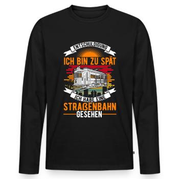 Straßenbahn Straßenbahnfahrer Tram S-Bahn - Männer Premium Bio Langarmshirt - Schwarz - Vorne - Nico (187cm)