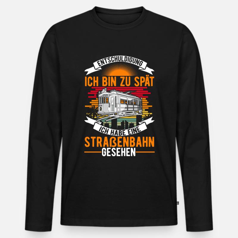 Straßenbahn Straßenbahnfahrer Tram S-Bahn - Männer Premium Bio Langarmshirt - Schwarz