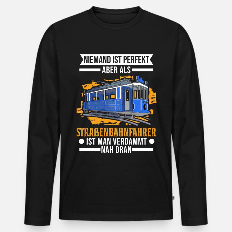 Straßenbahn Straßenbahnfahrer Tram S-Bahn - Männer Premium Bio Langarmshirt - Schwarz