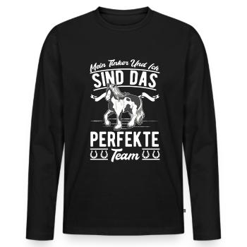 Mein Tinker und ich Sind das perfekte Team - Männer Premium Bio Langarmshirt - Schwarz - Vorne - Nico (187cm)