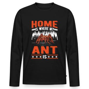 La maison est l’endroit où ma fourmi est fourmi de ferme de fourmis - T-shirt manches longues Premium bio Homme - noir - Devant - Nico (187cm)