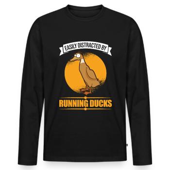 Easily distracted by Running Ducks Laufente - Men's Premium Organic Long Sleeve Shirt - black - Front - Nico (187cm)