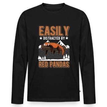 Facilement distrait par Red Pandas Roter Panda - T-shirt manches longues Premium bio Homme - noir - Devant - Nico (187cm)