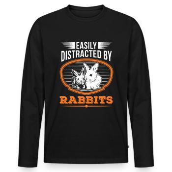 Facilement distrait par Rabbits Rabbit Rabbit - T-shirt manches longues Premium bio Homme - noir - Devant - Nico (187cm)