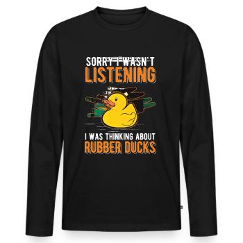 Je pensais à Rubber Ducks Rubber Duck - T-shirt manches longues Premium bio Homme - noir - Devant - Nico (187cm)