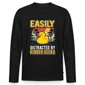 Facilement distrait par Rubber Ducks Rubber Duck - T-shirt manches longues Premium bio Homme - noir - Devant - Nico (187cm)