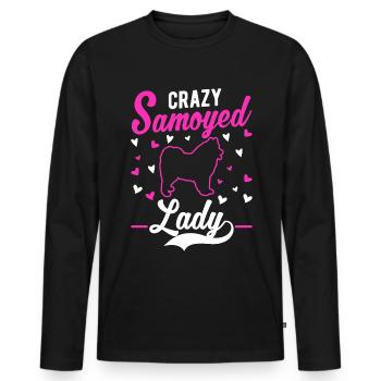Crazy Samoyed lady Samojede - Männer Premium Bio Langarmshirt - Schwarz - Vorne - Nico (187cm)