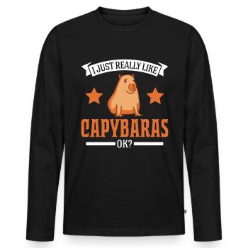 I just really like Capybaras capybara - Men's Premium Organic Long Sleeve Shirt - black - Front - Nico (187cm)