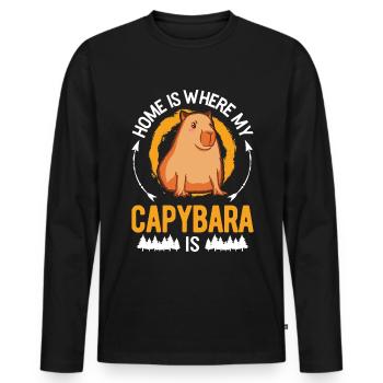 Home is where my Capybara is Wasserschwein - Männer Premium Bio Langarmshirt - Schwarz - Vorne - Nico (187cm)
