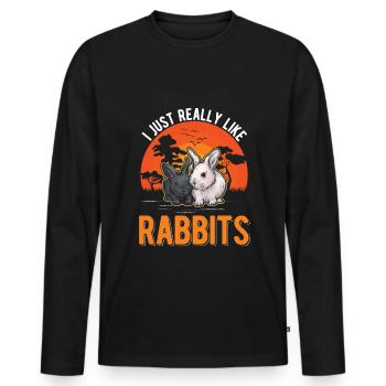 J’aime vraiment Rabbits Rabbit Rabbit - T-shirt manches longues Premium bio Homme - noir - Devant - Nico (187cm)