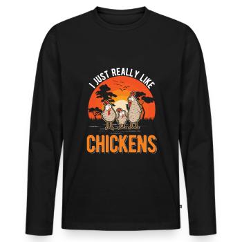 I just really like Chickens Chicken Chicken Chicken Chickens - Men's Premium Organic Long Sleeve Shirt - black - Front - Nico (187cm)
