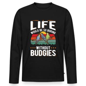 Budgerigar Cadeau Welli Perruche - T-shirt manches longues Premium bio Homme - noir - Devant - Nico (187cm)