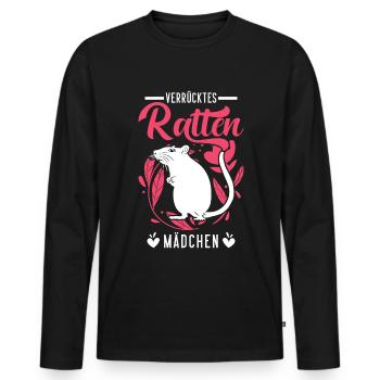 Verrücktes Ratten Mädchen - Männer Premium Bio Langarmshirt - Schwarz - Vorne - Nico (187cm)