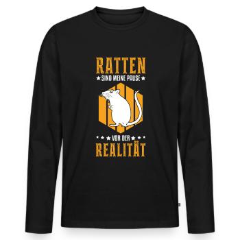 Ratten sind meine Pause vor der Realität - Männer Premium Bio Langarmshirt - Schwarz - Vorne - Nico (187cm)