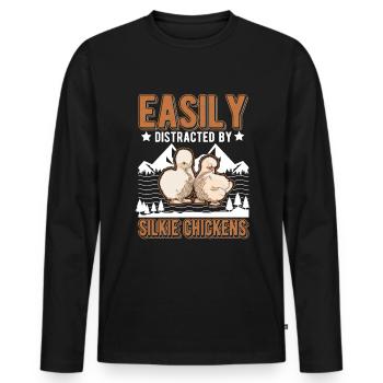 Facilement distrait par Silkie Chickens Silk Chicken - T-shirt manches longues Premium bio Homme - noir - Devant - Nico (187cm)