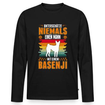 Basenji Mann Kongoterrier - Männer Premium Bio Langarmshirt - Schwarz - Vorne - Nico (187cm)