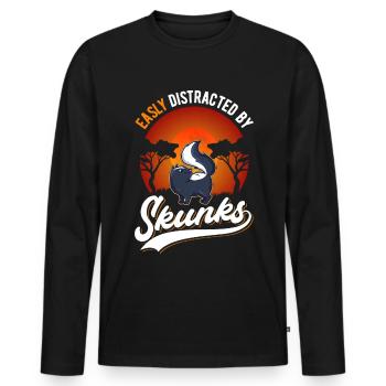 Easily distracted by Skunks Stinktier - Männer Premium Bio Langarmshirt - Schwarz - Vorne - Nico (187cm)