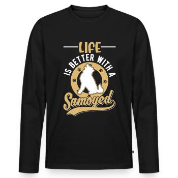 Life is better with a Samoyed Samojede - Men's Premium Organic Long Sleeve Shirt - black - Front - Nico (187cm)