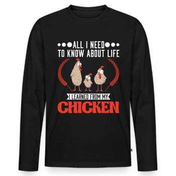Chicken Saying Chicken Chicken Chicken - Men's Premium Organic Long Sleeve Shirt - black - Front - Nico (187cm)
