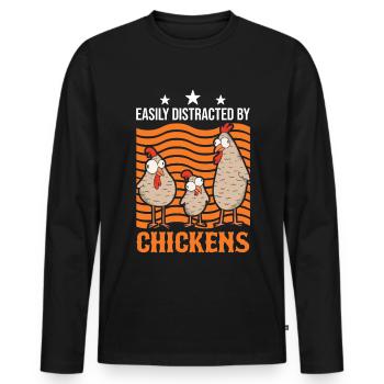 Facilement distrait par Chickens Hühner - T-shirt manches longues Premium bio Homme - noir - Devant - Nico (187cm)