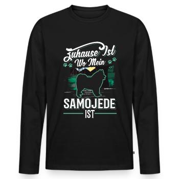 Zuhause ist wo mein Samojede ist Samojede - Männer Premium Bio Langarmshirt - Schwarz - Vorne - Nico (187cm)