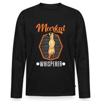 Meerkat Whisperer Erdmännchen Flüsterer - T-shirt manches longues Premium bio Homme - noir - Devant - Nico (187cm)