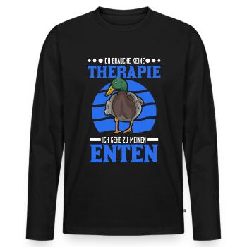 Éleveur de canards - T-shirt manches longues Premium bio Homme - noir - Devant - Nico (187cm)