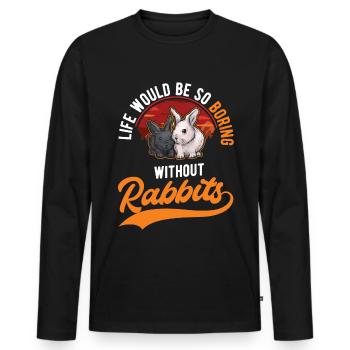 La vie serait si ennuyeuse sans Rabbits Rabbit - T-shirt manches longues Premium bio Homme - noir - Devant - Nico (187cm)