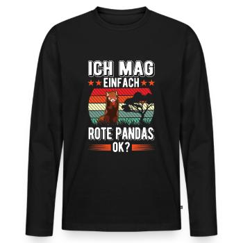 Ich mag einfach Rote Pandas - Männer Premium Bio Langarmshirt - Schwarz - Vorne - Nico (187cm)